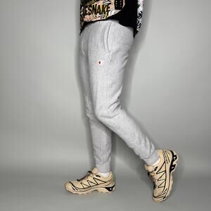 Vintage Y2K Champion Sweatpants Mens M Grey White Logo Reverse Weave Joggers